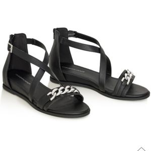 Cloudwalkers Black Sandals with Silver Chain Detail